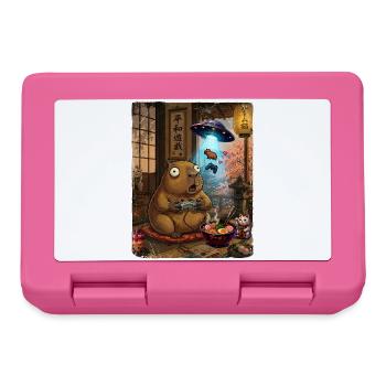 Lustiges Capybara Japan Gaming Wasserschwein Gamer - Brotdose - Pink - Vorne