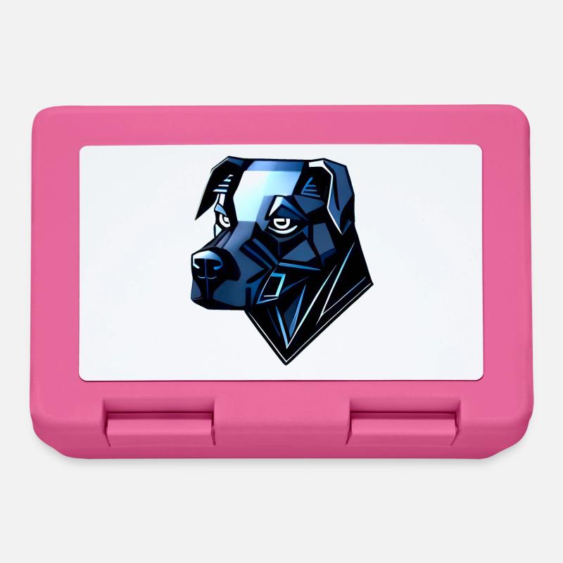 Hund Dobermann - Blaue Polygone - Brotdose - Pink
