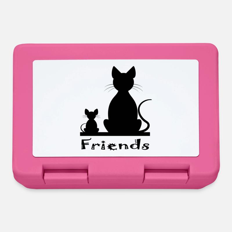 Cat and mouse as friends - Lunchbox - pink