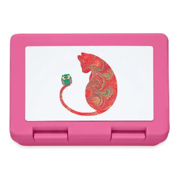 Cat with owl E 91 - Lunchbox - pink - Front