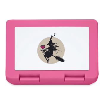 Moonlit Witch on Broom with Wine - Lunchbox - pink - Front