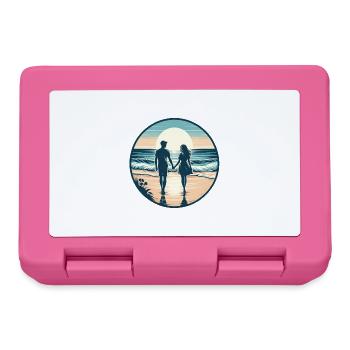 Beachside Bliss: Romantischer Strandspaziergang - Brotdose - Pink - Vorne