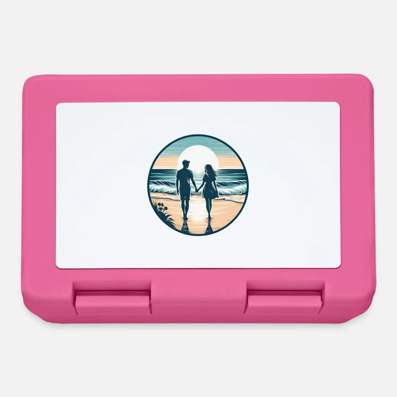 Beachside Bliss: Romantic Beach Walk - Lunchbox - pink