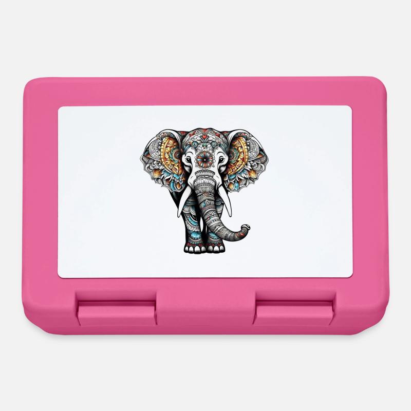 Éléphant coloré dans le style de tatouage - Boîte à goûter - rose