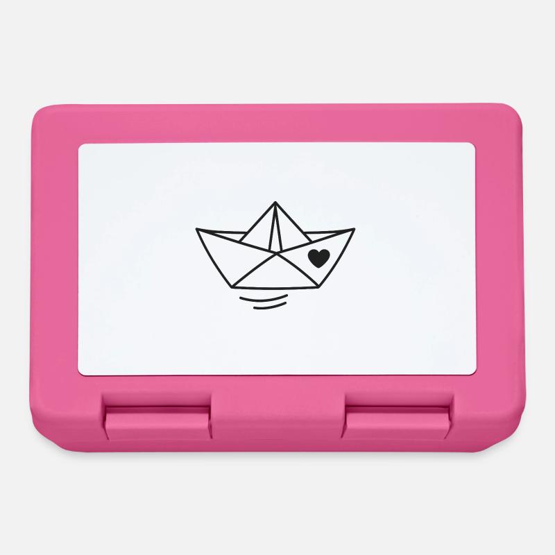 Illustration de bateau en papier coeur - Boîte à goûter - rose