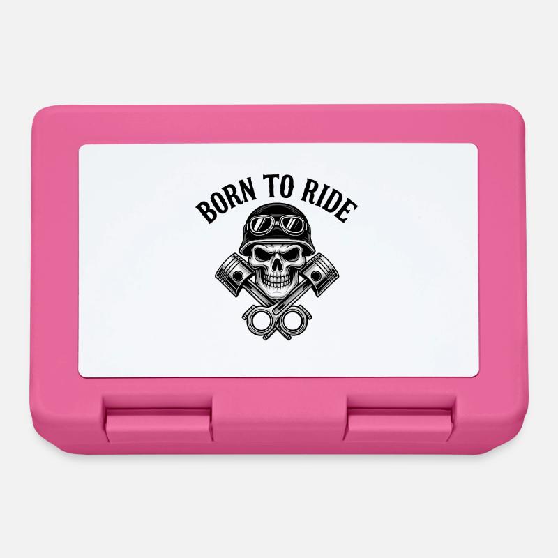 Born to Ride – Skull & Pistons Biker Design - Boîte à goûter - rose