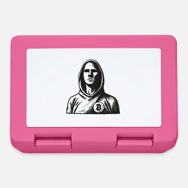 Anonymer Hacker mit Bitcoin-Logo - Brotdose - Pink