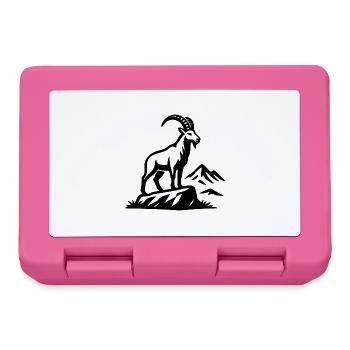 Alpiner Steinbock Silhouette auf Felsen - Brotdose - Pink - Vorne