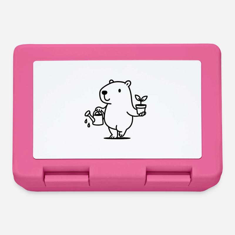 Süßes Wasserschwein als Gärtner - Brotdose - Pink