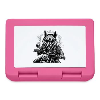 Wolf on Motorcycle Leather Jacket Graphic - Lunchbox - pink - Front
