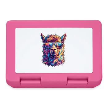 Lama avec des lunettes de soleil fluo - Boîte à goûter - rose - Devant