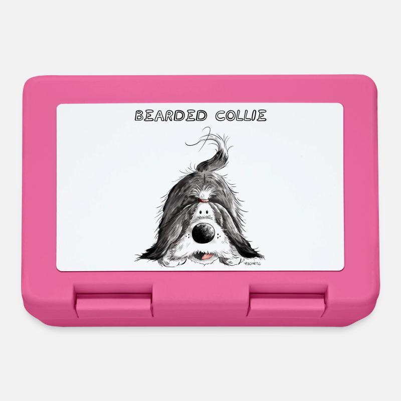 Playing Bearded Collie - Lunchbox - pink