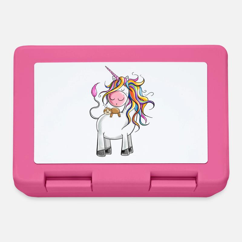 Chillendes Regenbogen Einhorn mit Faultier - Brotdose - Pink