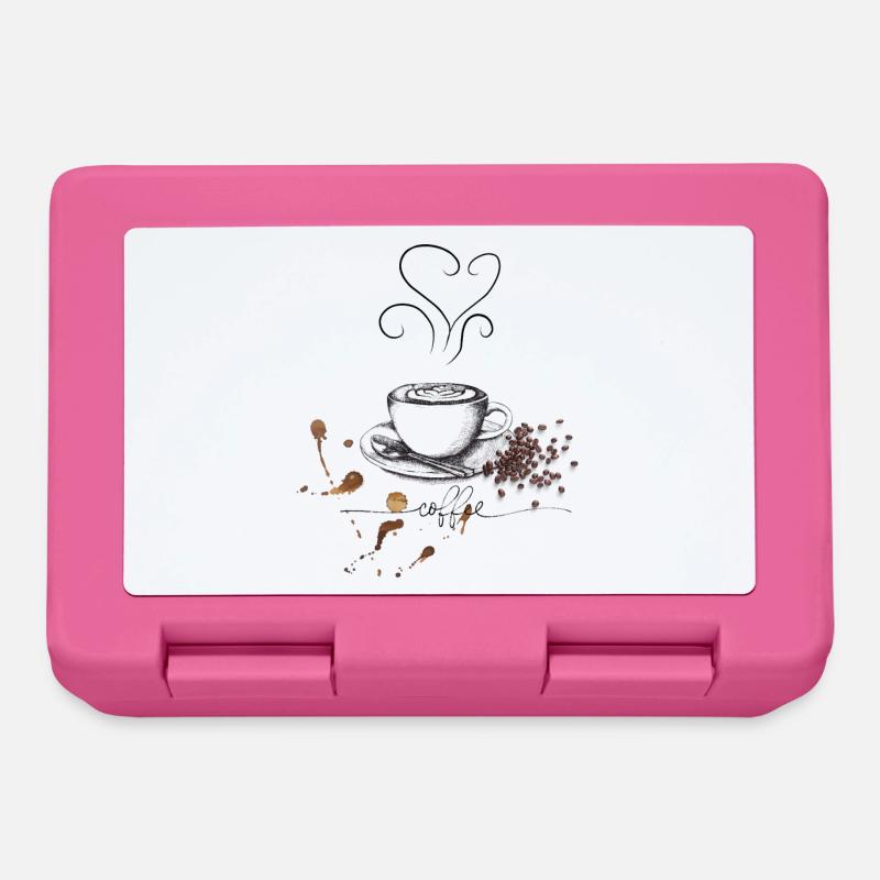 Coffee cup and beans design - Lunchbox - pink