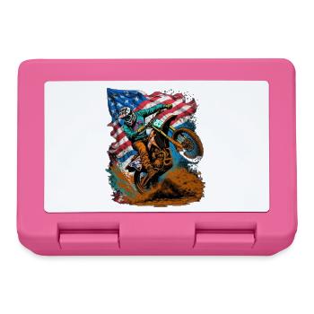 Motocross Action with US Flag - Lunchbox - pink - Front