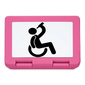 Trinkender Rollstuhlfahrer Humor-Symbol # - Brotdose - Pink - Vorne