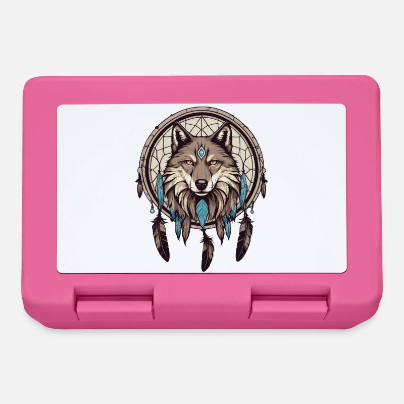 Traumfänger mit Wolf - Brotdose - Pink