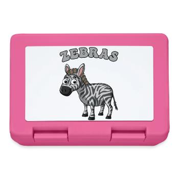 Zebra Pop Art Cartoon on Black - Lunchbox - pink - Front
