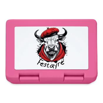 Festayre, féria et taureau béret et foulard rouge - Boîte à goûter - rose - Devant