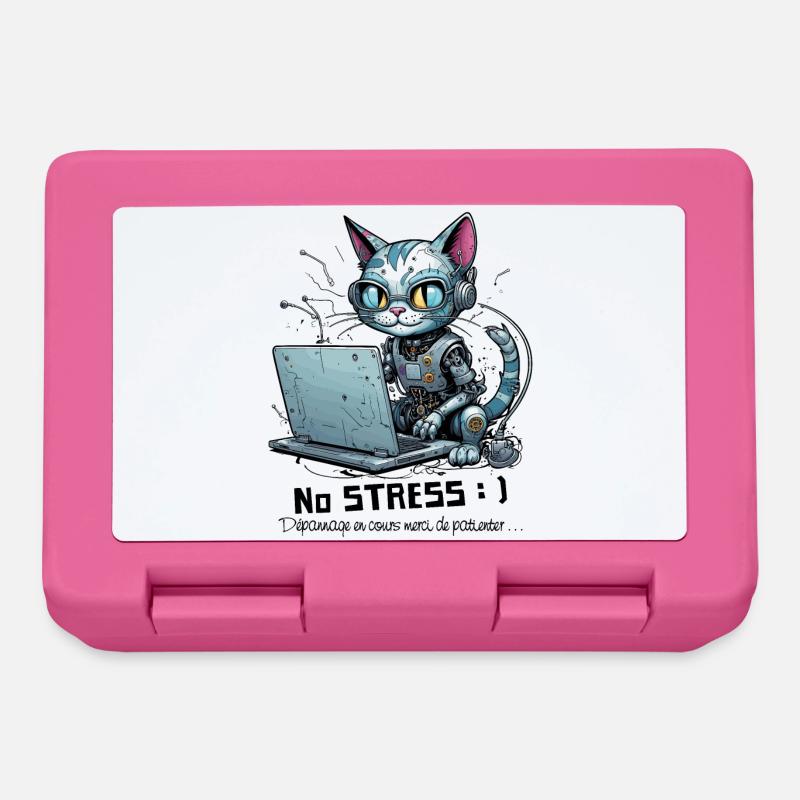 Chat informaticien geek, humour informatique - Boîte à goûter - rose