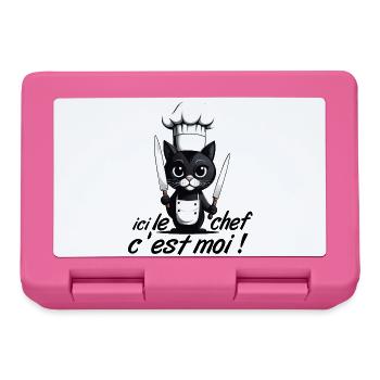 ici le chef c'est moi ! humour chat chef cuisine - Boîte à goûter - rose - Devant