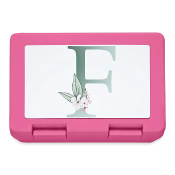 F Monogram, Floral, Personnalisable - Boîte à goûter - rose - Devant