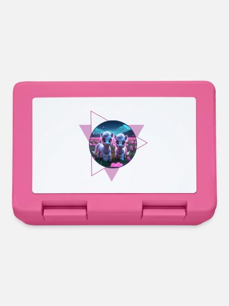 Two cute ponies - Lunchbox - pink