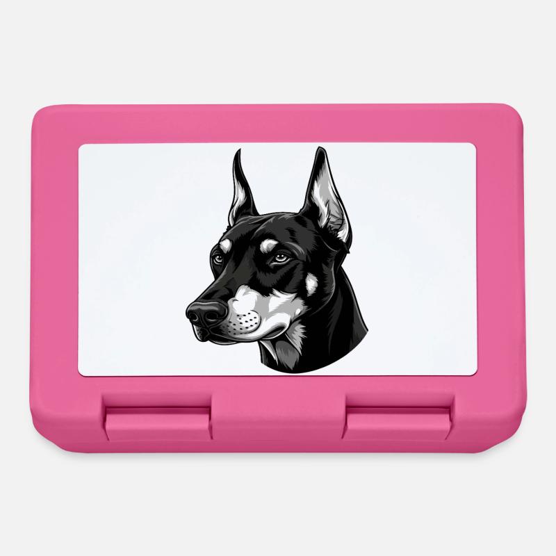 élégante illustration de husky noir et blanc - Boîte à goûter - rose