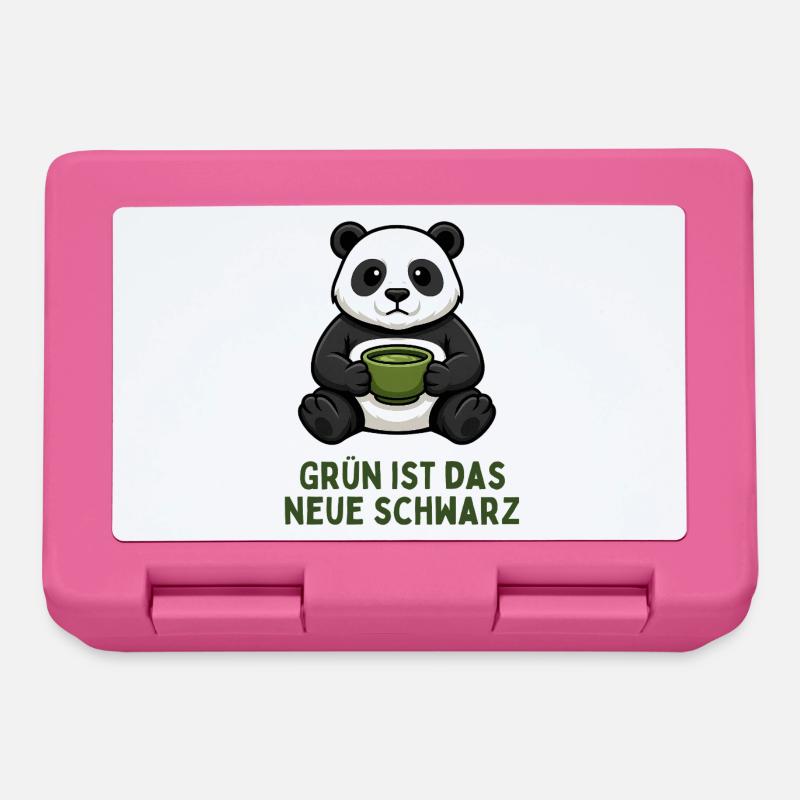 Panda Coffee Time Green Tea Drink - Lunchbox - pink