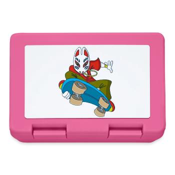 Japanese Fox on a Skateboard - Lunchbox - pink - Front
