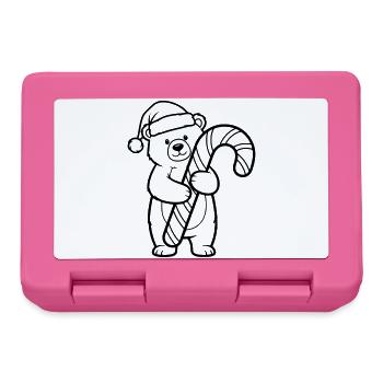 Cute Christmas Bear with Candy Cane - Lunchbox - pink - Front