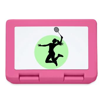 Badminton Player Silhouette – Smash Power - Lunchbox - pink - Front