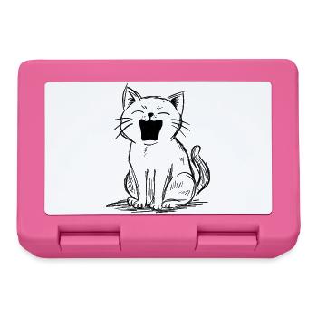 Gribouillis de chat miaulant fort | Sketch drôle de chat - Boîte à goûter - rose - Devant