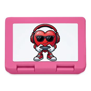Cool Gamer Heart mit Kopfhörern und Controller - Brotdose - Pink - Vorne