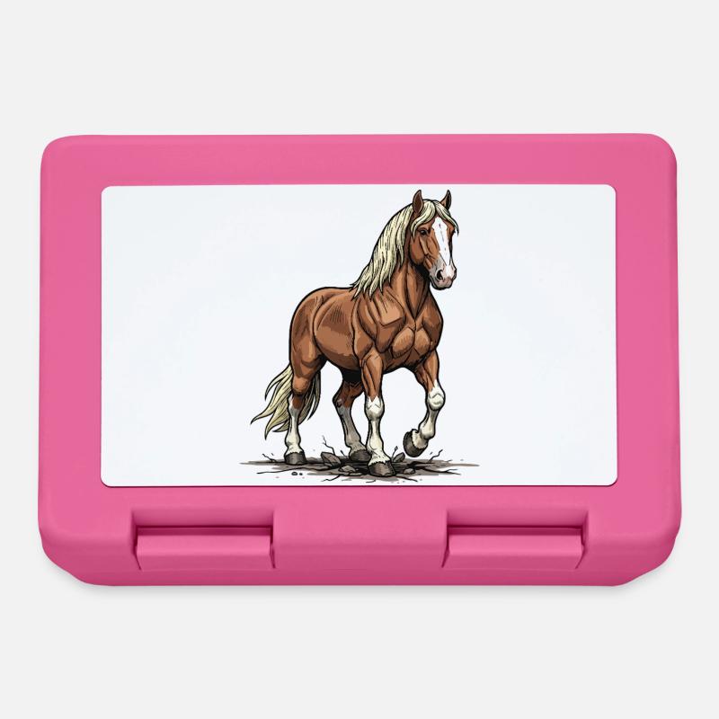 Cheval de Trait Alezan Crinière Blonde Force - Boîte à goûter - rose