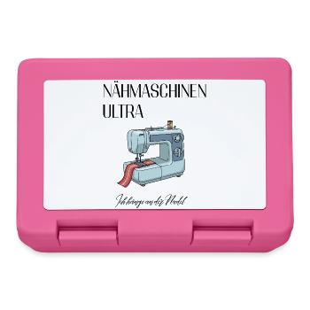 Retro Nähmaschinen Illustration - Brotdose - Pink - Vorne