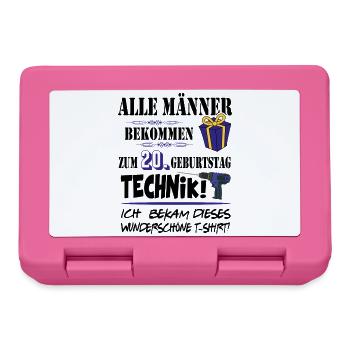 20. Geburtstag Handwerker Technik Werkzeug - Brotdose - Pink - Vorne