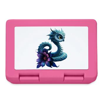 Dragon bleu à fleur violette - Boîte à goûter - rose - Devant