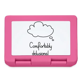 Comfortably Delusional, Black - Lunchbox - pink - Front