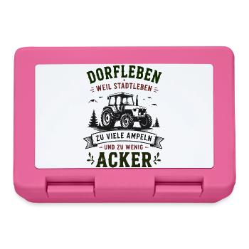 Dorfleben Traktor gegen Städteleben - Brotdose - Pink - Vorne