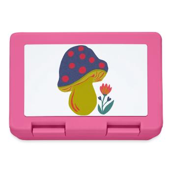 Farbenfroher Pilz mit Blütenakzent - Brotdose - Pink - Vorne