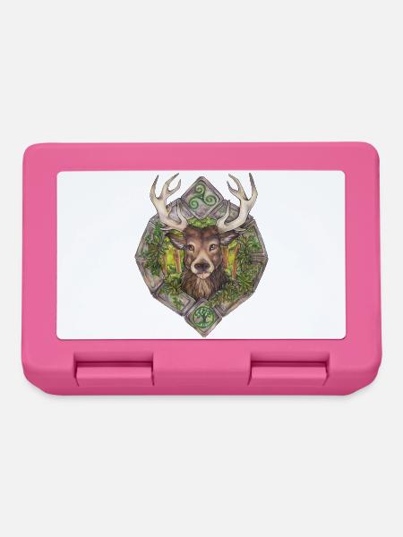 Hirsch mit Steinkreis Lebensbaum Kelten Natur - Brotdose - Pink