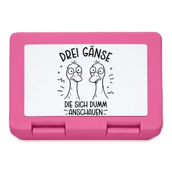 Drei Gänse die sich dumm anschauen - Dumme Gans - Brotdose - Pink - Vorne