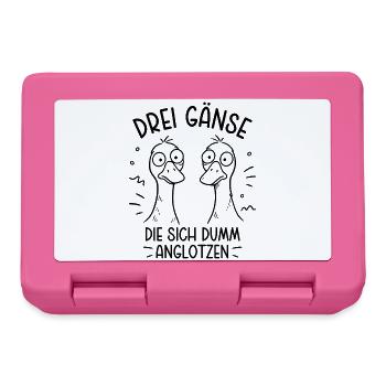Drei Gänse die sich dumm anglotzen - Dumme Gans - Brotdose - Pink - Vorne
