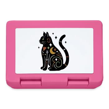 Magische Katze - Schwarz Bunt mit Sternen - Brotdose - Pink - Vorne