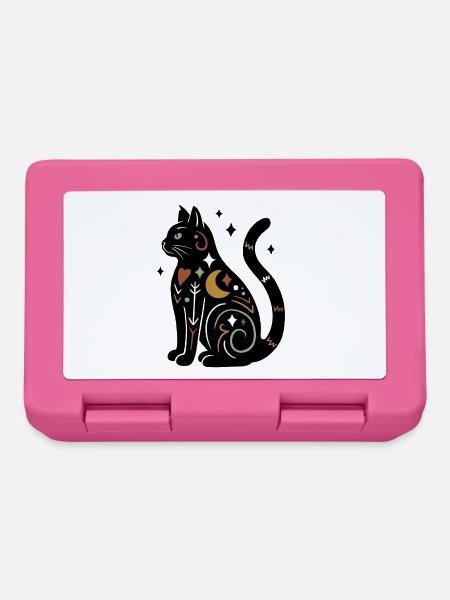 Magische Katze - Schwarz Bunt mit Sternen - Brotdose - Pink
