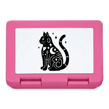 Magische Katze - Schwarz mit Sternen - Brotdose - Pink - Vorne