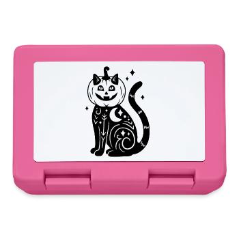 Halloween Katze Kürbiskostüm - SW mit Sternen - Brotdose - Pink - Vorne