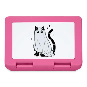 Halloween Katze Gespenst - Mit Sternen - Brotdose - Pink - Vorne