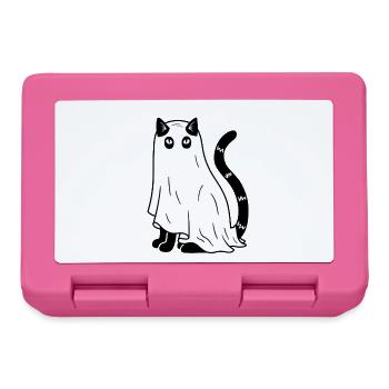 Halloween Katze Gespenst - SW - Brotdose - Pink - Vorne